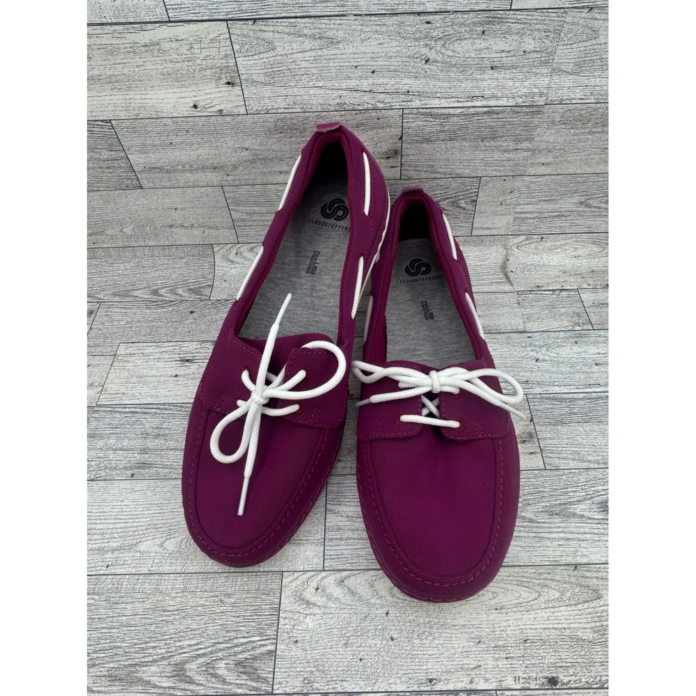 Clarks Cloudsteppers Purple Mesh Boat Shoes Women Sz‎ 9.5 M Cushion Soft Loafers
